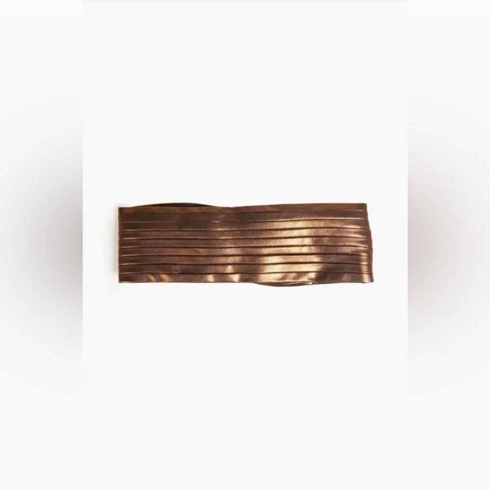 Eugenia Kim Azra Twisted Metallic Twill Bronze Turban Headband